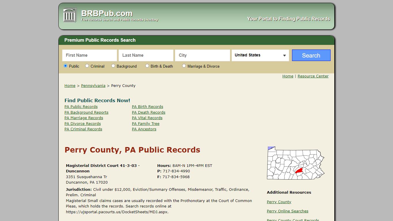 Perry County Public Records | Search Pennsylvania ...