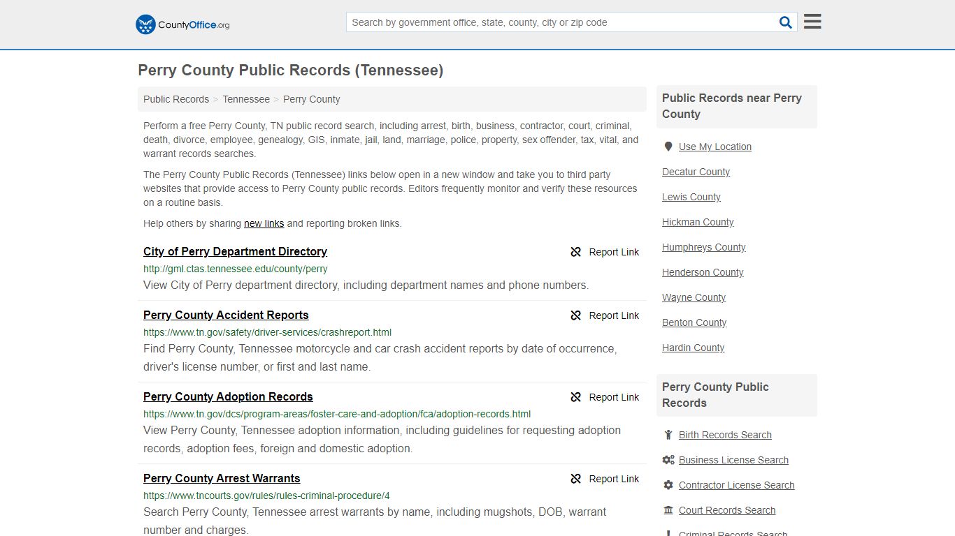 Public Records - Perry County, TN (Business, Criminal, GIS ...